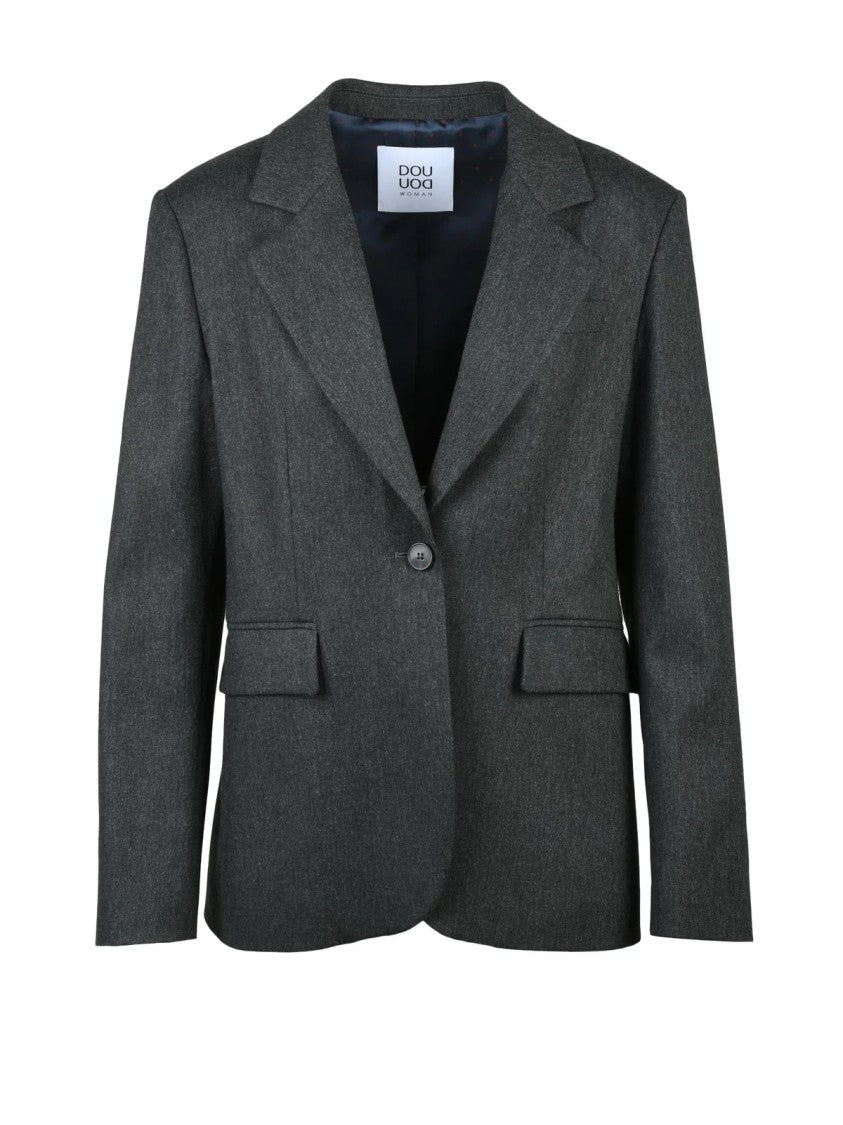Douuod Tailored Grey Jacket With Classic Button Closure And Refined Finish