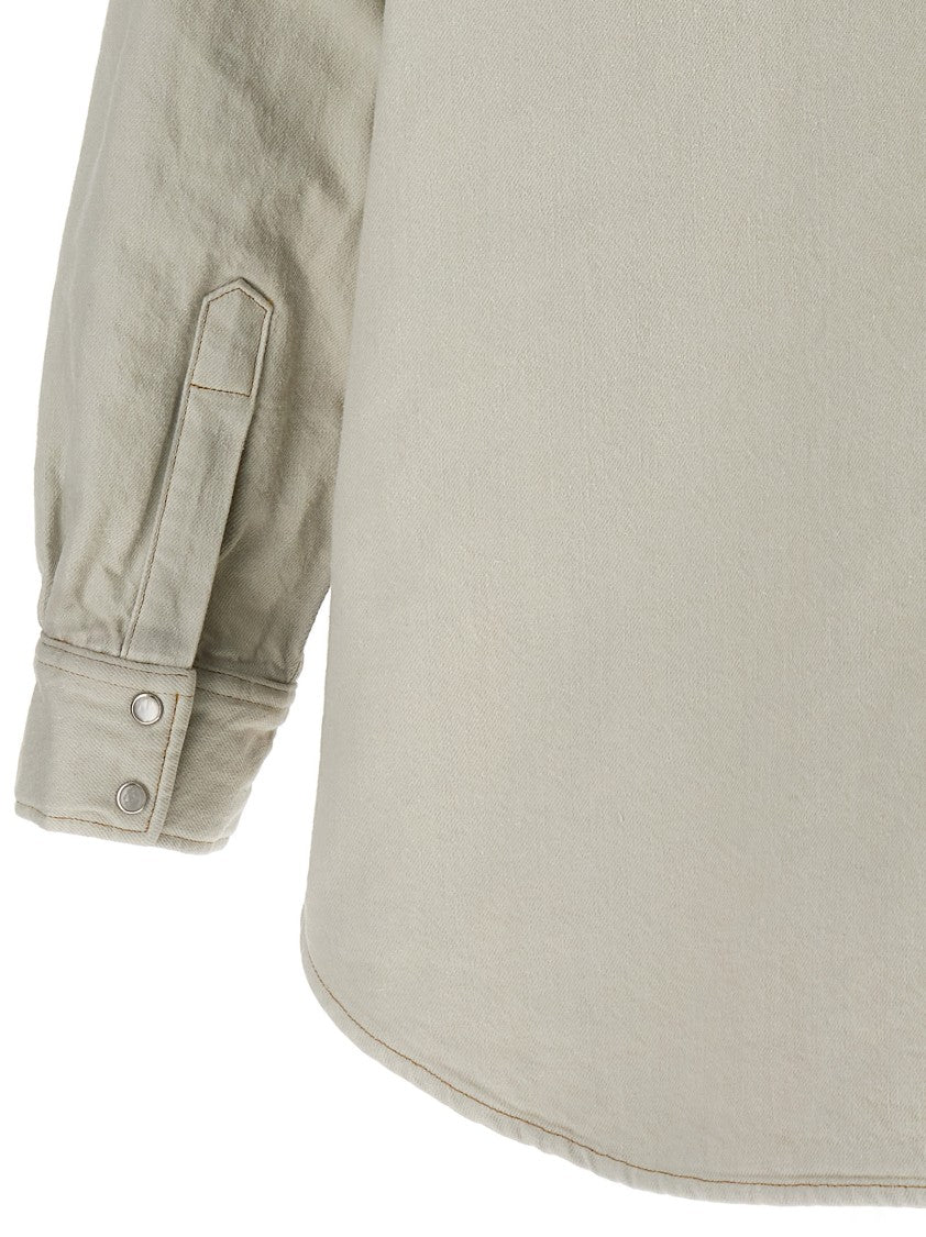 Maison Margiela Padded Cotton Denim Overshirt With Classic Button Closure And Chest Pockets