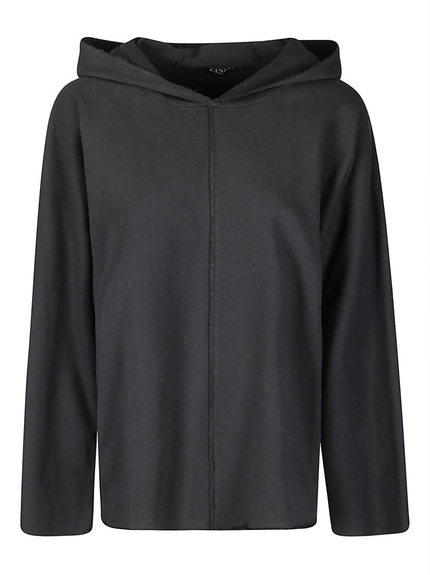 Cini Lightweight Cotton Sweatshirt With Hood And Raw Hems