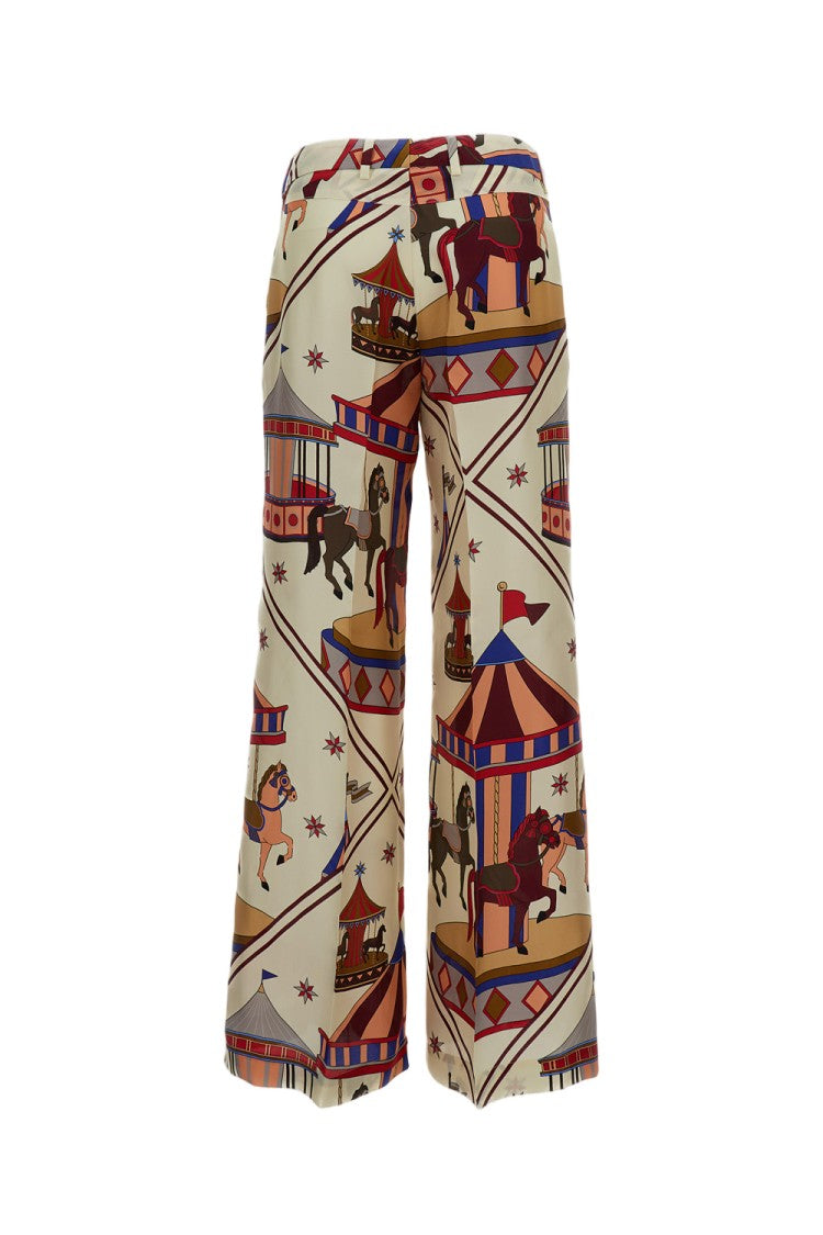 Alberto Biani Beige Wide-Leg Silk Trousers