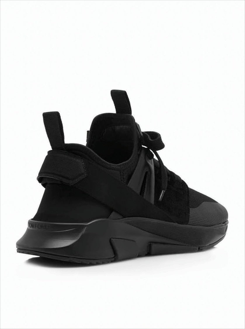 Tom Ford Textured Black Calf Leather Sneakers With Modern Silhouette