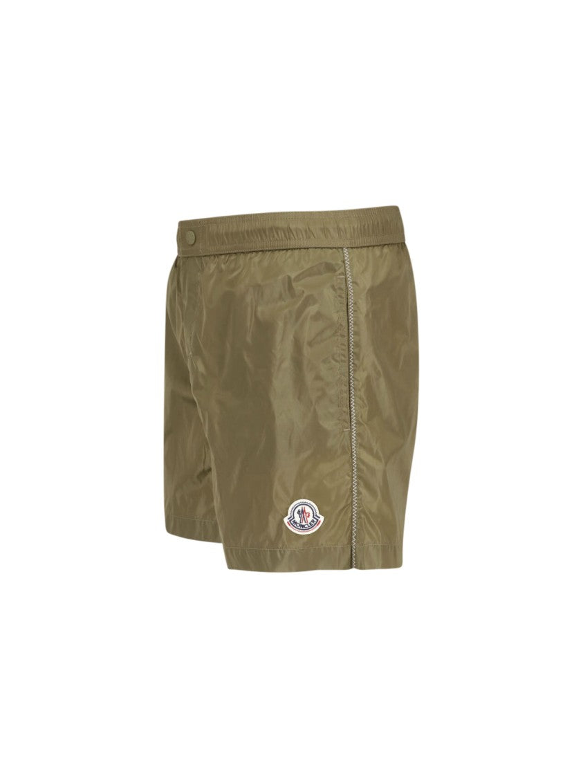 Moncler Olive Green Mid-Rise Swim Shorts