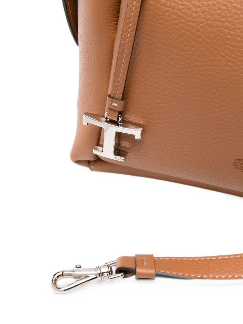 Tod's Chestnut Waterproof Textured Calfskin Handbag