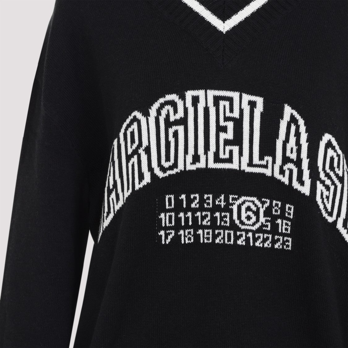 Mm6 By Maison Margiela Black Cotton V-Neck Sweater