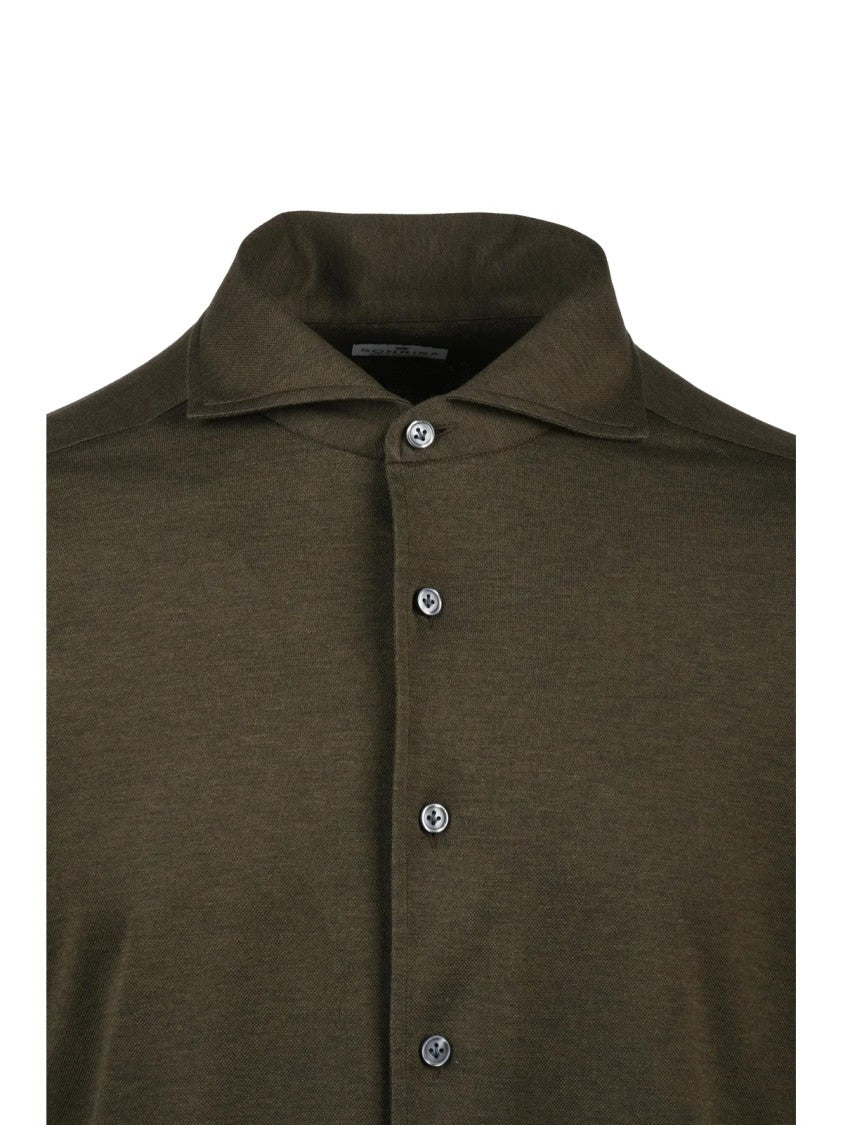 Sonrisa Fior Di Cotone Forest Green Regular Fit Cotton Shirt With Classic Collar