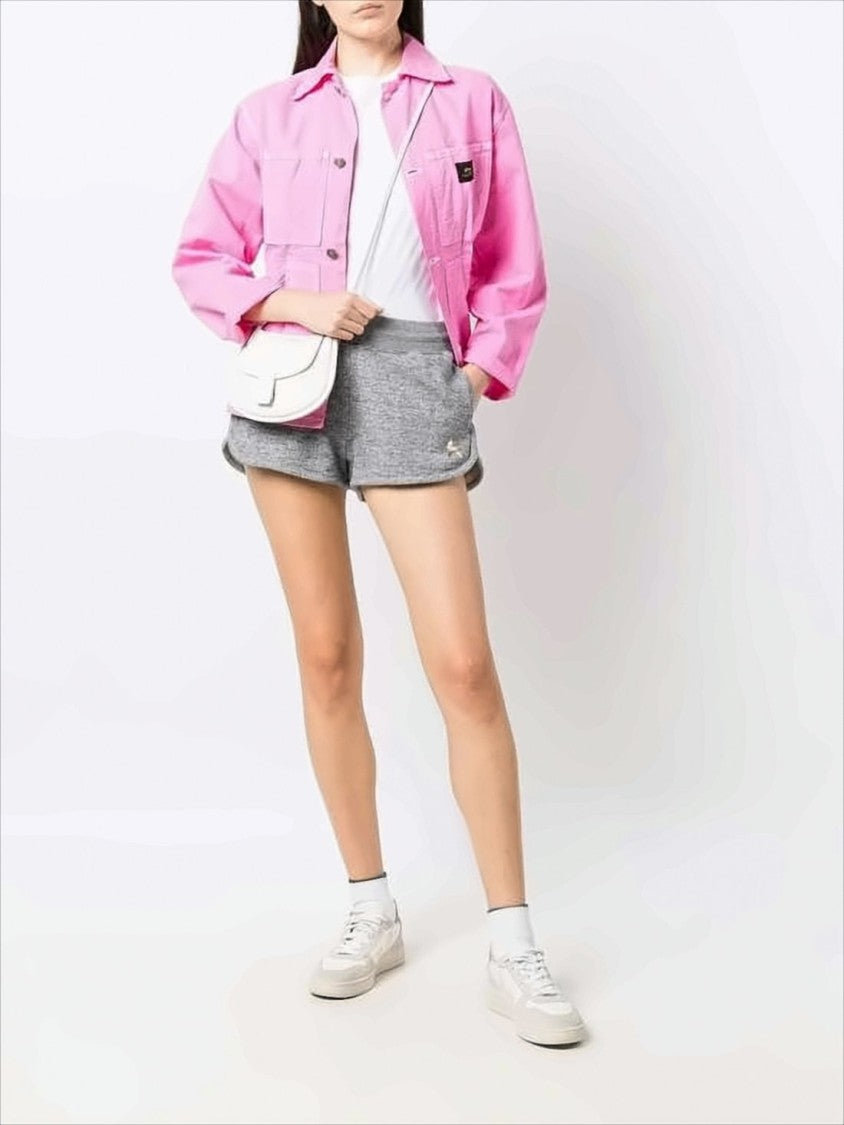 Golden Goose Heathered Grey Shorts With Elastic Waistband And Metallic Detail