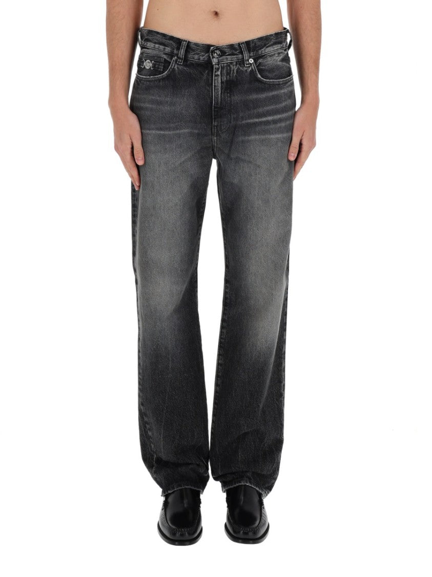 Versace Medusa Detail Faded Black Jeans