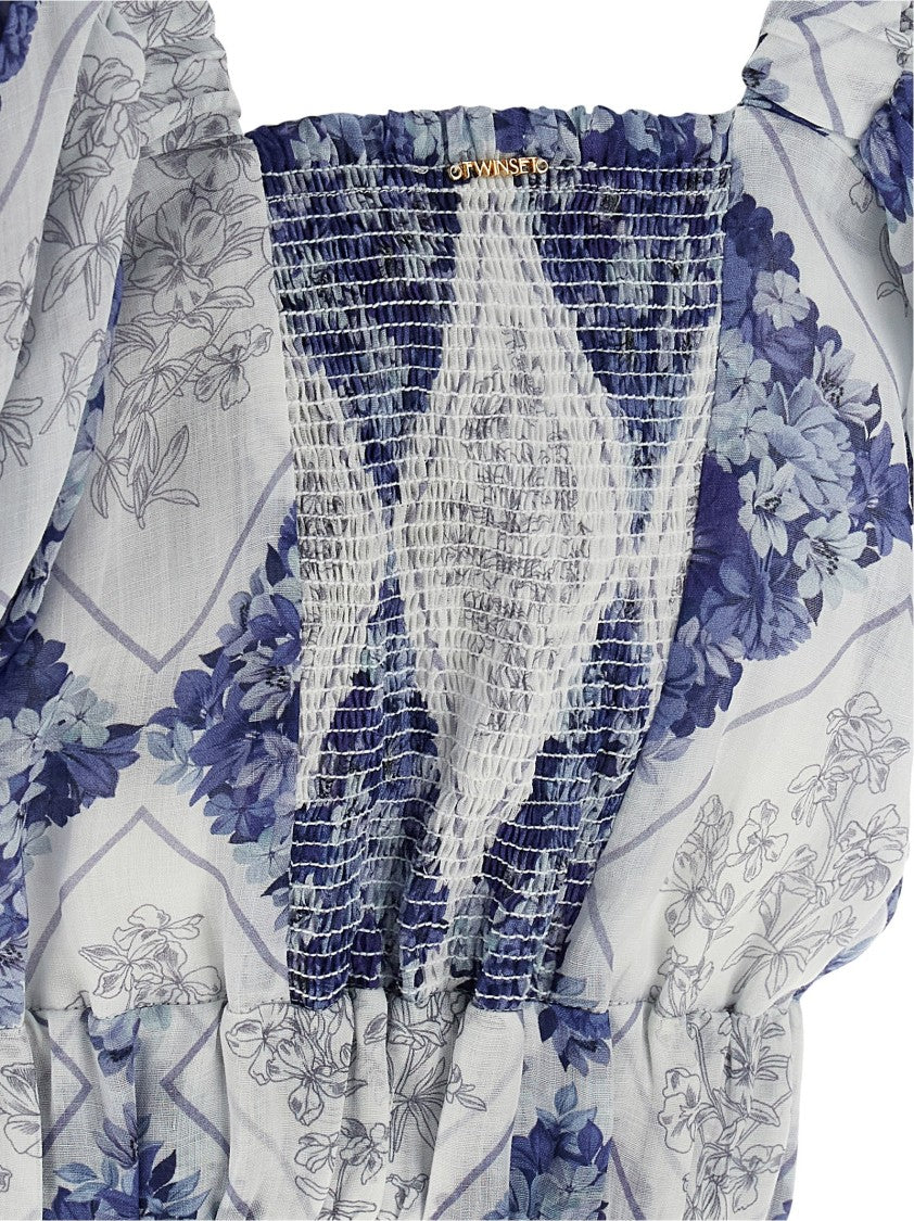 Twin-Set Floral-Patterned Ramie Blouse
