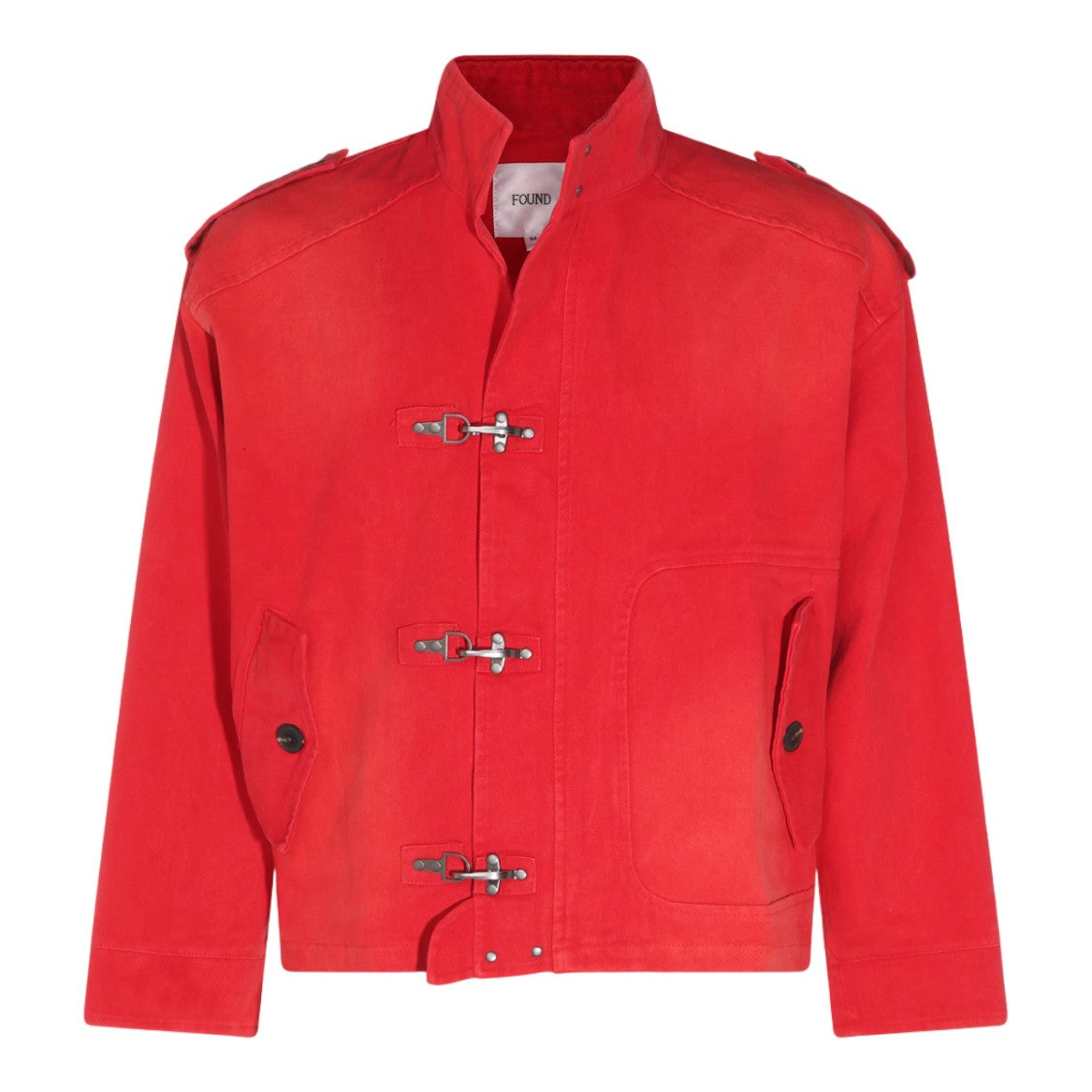 Found Structured Red Jacket With Toggle Closures