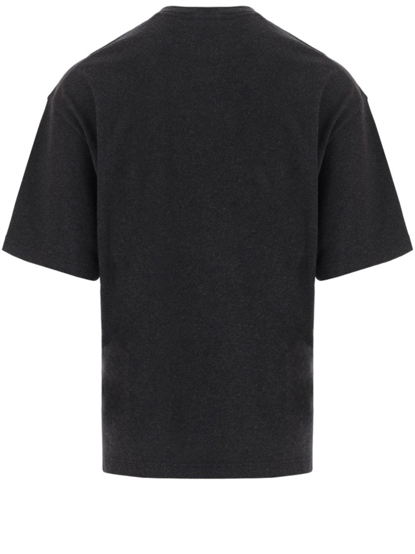 Jacquemus Dark Gray Logo Label Ribbed Crewneck Cotton T-Shirt