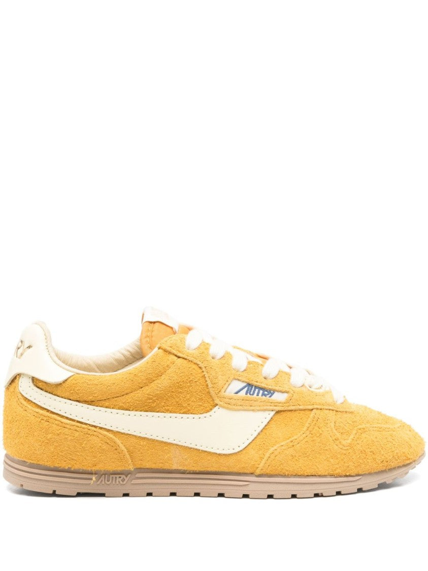Autry Textured Yellow Suede Sneakers