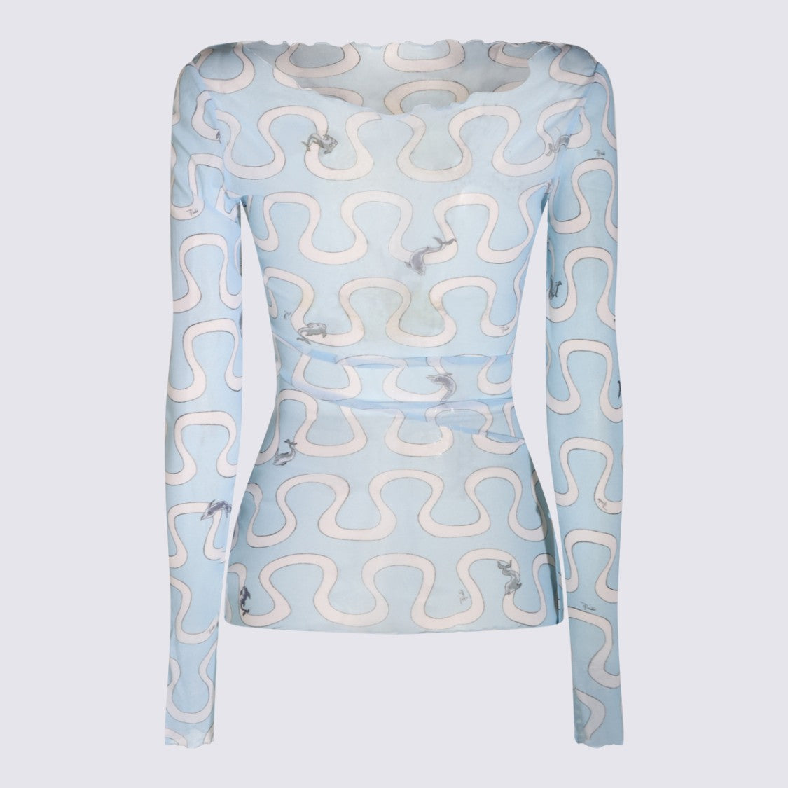 Emilio Pucci Fitted Long-Sleeve Top With Abstract Wavy Pattern