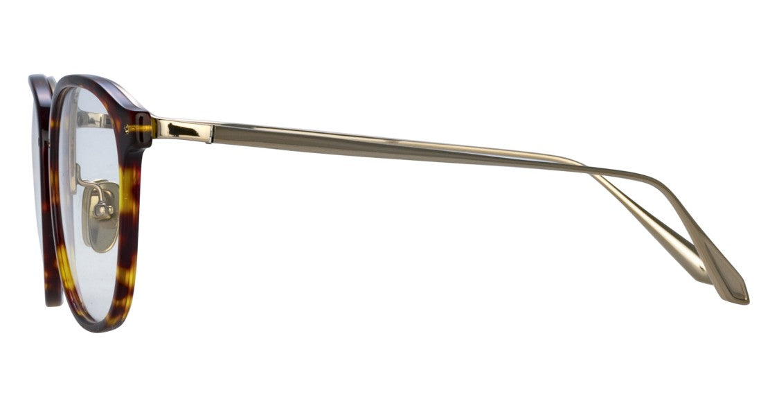 Linda Farrow Lfl Rounded Tortoiseshell Frame Eyeglasses With Metallic Details