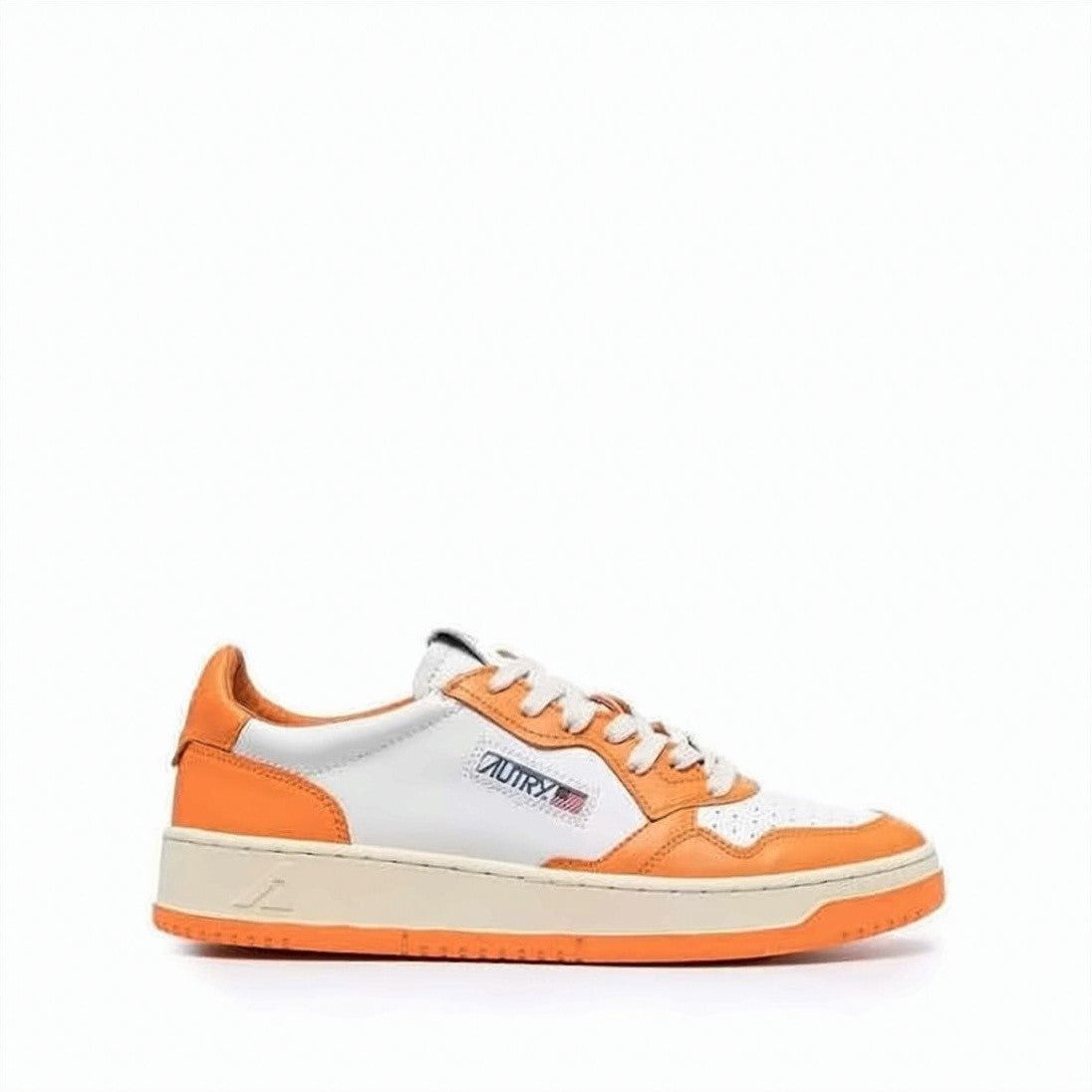 Autry Low-Top Sneakers With Vibrant Orange Overlays