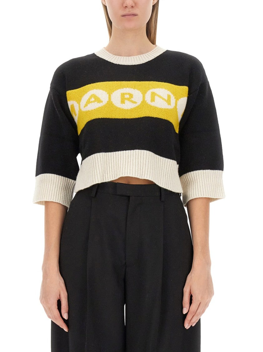Marni Cropped Jersey With Bold Logo