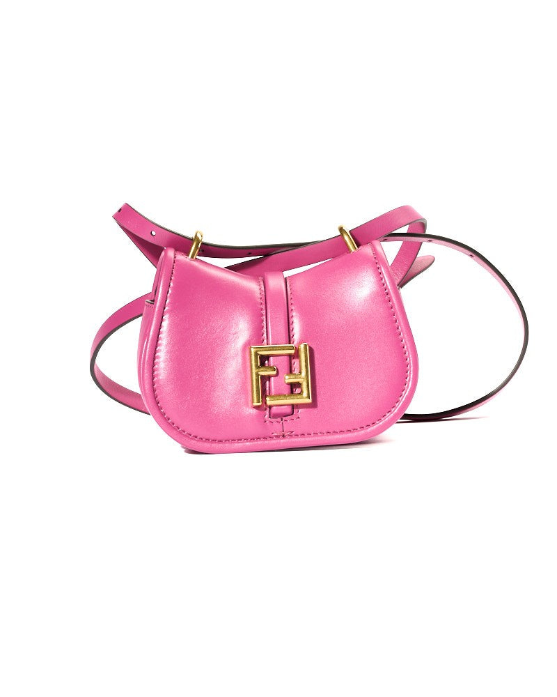 Fendi Mini Fuchsia Leather Shoulder Bag With Gold Hardware