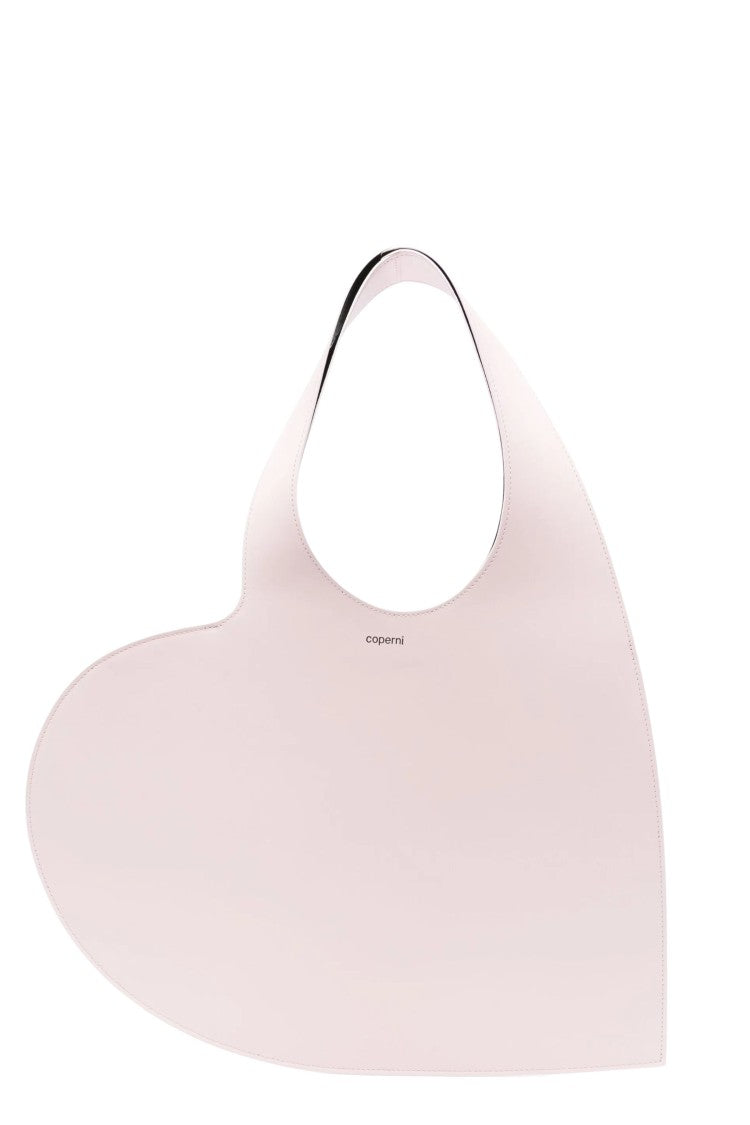 Coperni Pink Heart Tote Bag Double Handle Engraved Logo Suede Tote Bag