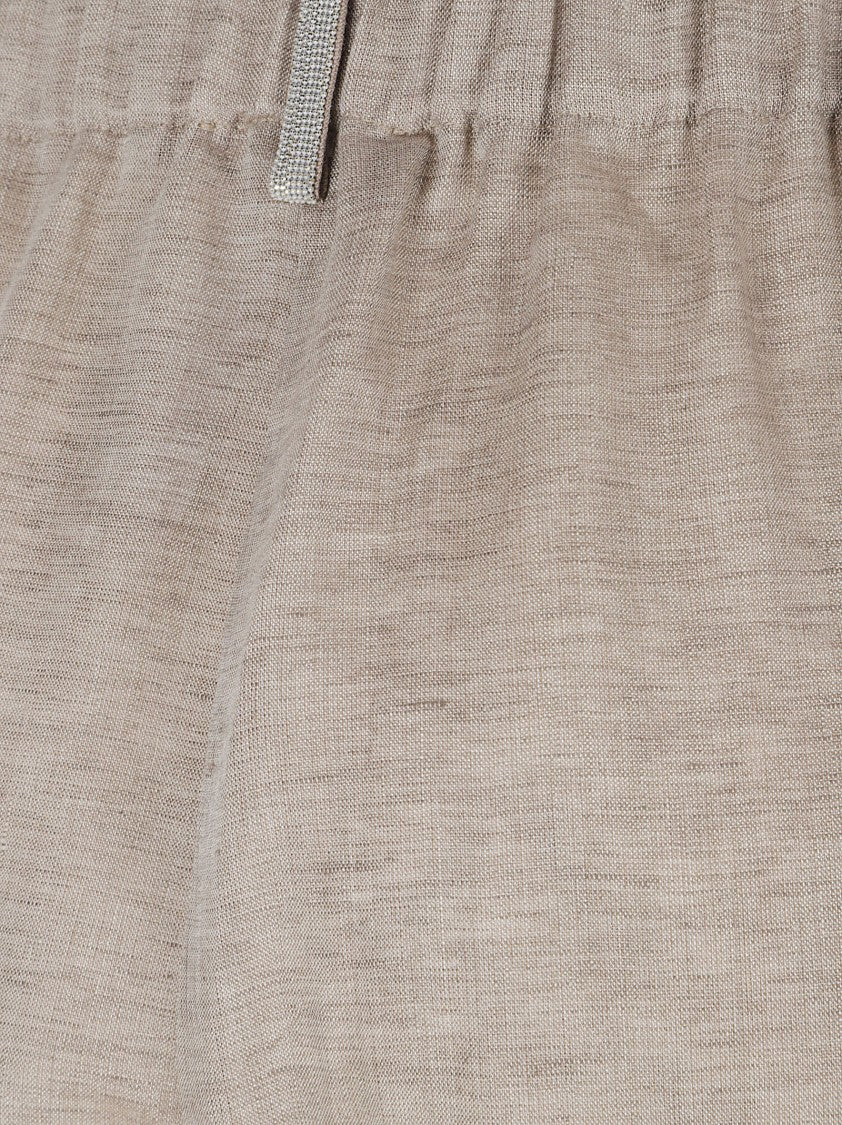 Fabiana Filippi Linen Pull-On Trousers With Textured Finish