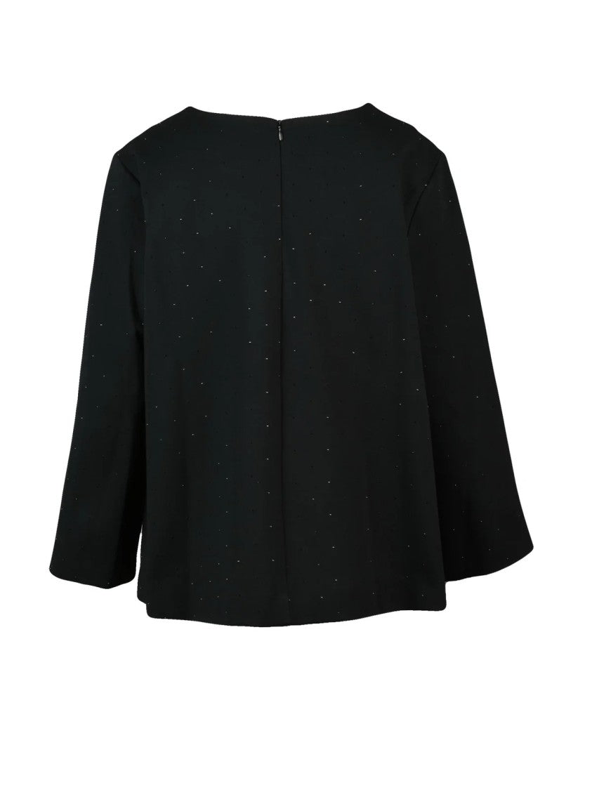 Meimeij Black Viscose-Blend Sequin Blouse