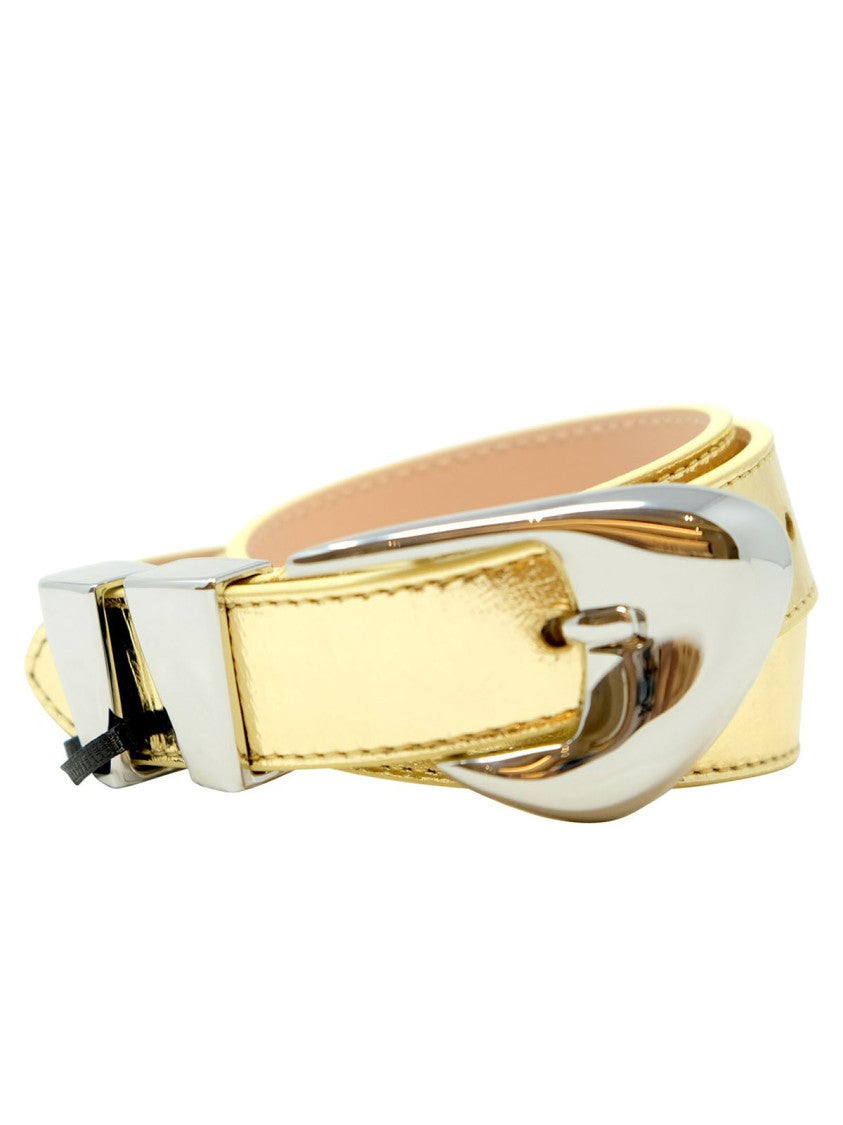 By Far Gold Leather Moore Metallic Belt