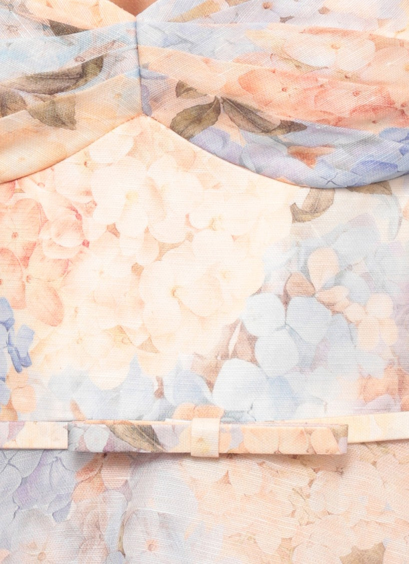 Zimmermann Midi-Length Floral Pattern Dress With Adjustable Waist Bow