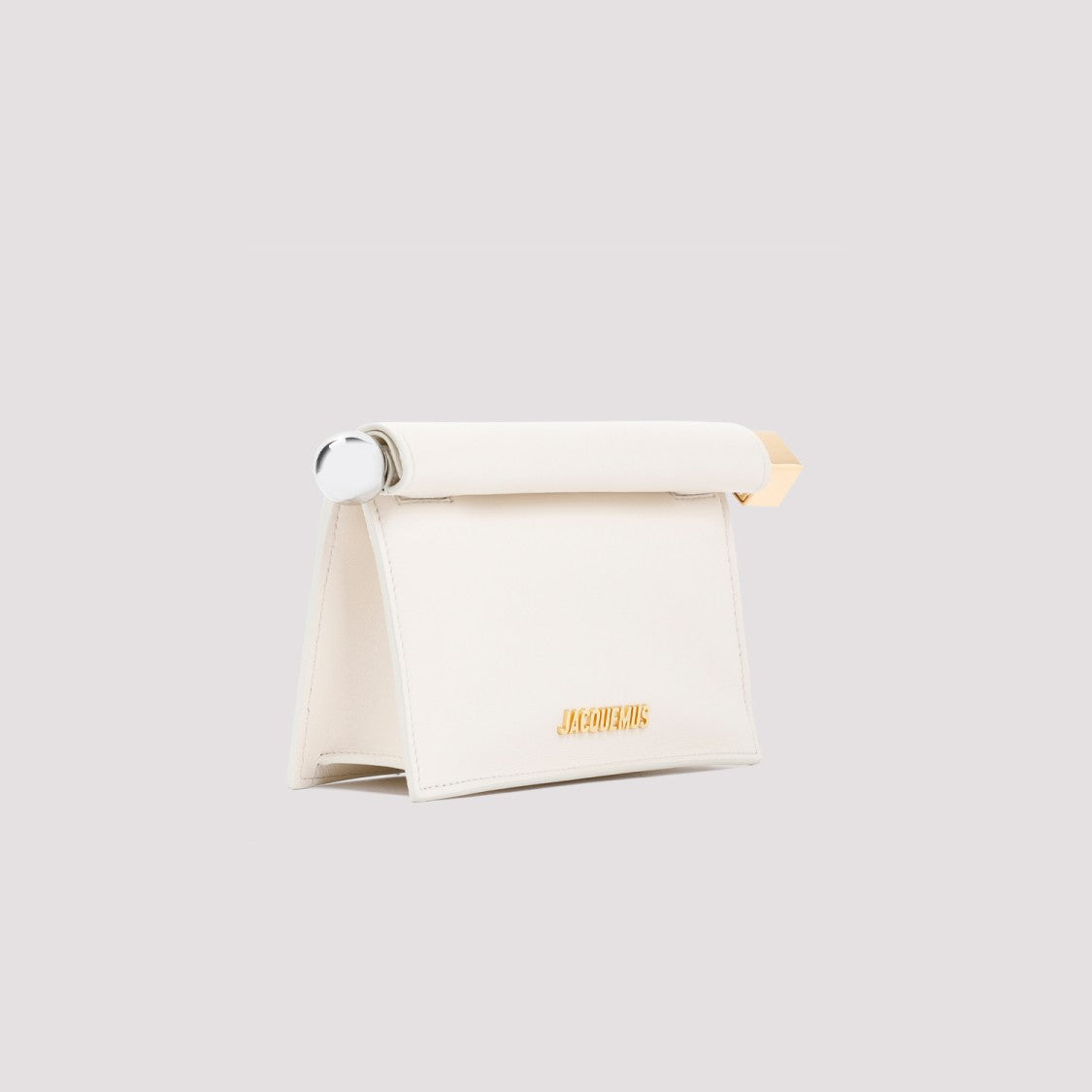 Jacquemus Light Ivory Leather La Pochette Rond Carré