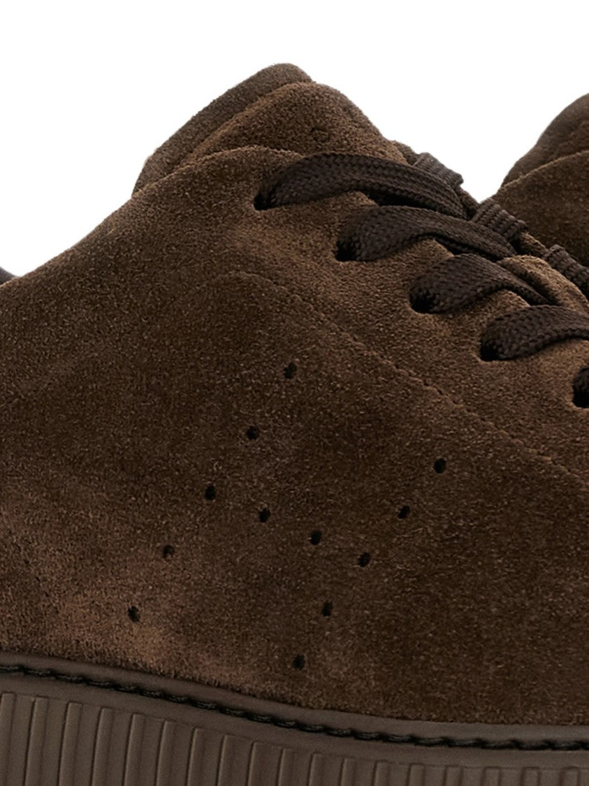 Hogan Brown Suede Low-Top Sneakers With Perforated Detailing