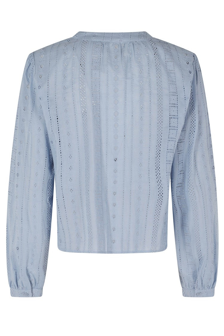 Mc2 Saint Barth Heavenly Evie Sangallo Lace Ruffled Cotton Blouse