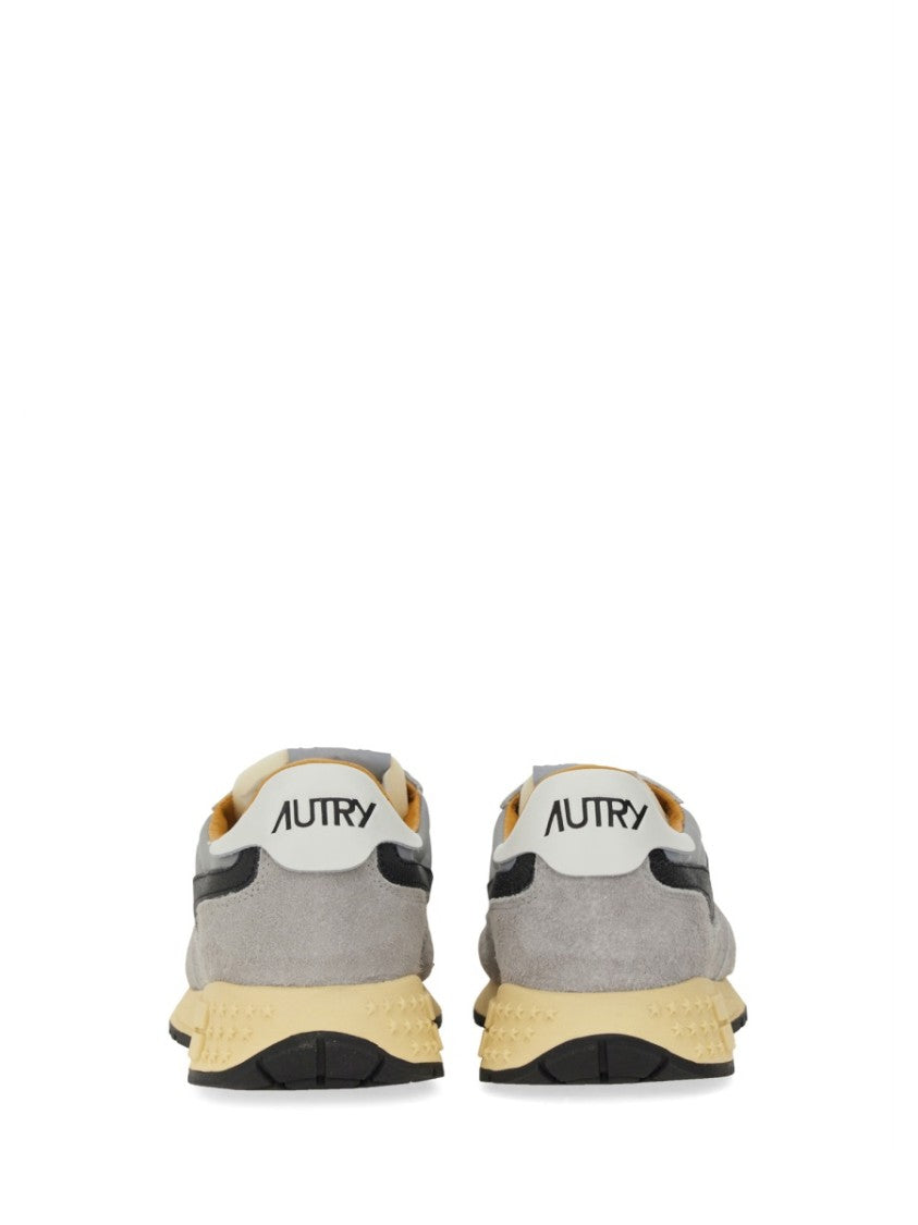 Autry Reelwind Light Grey Suede Nylon-Blend Sneakers