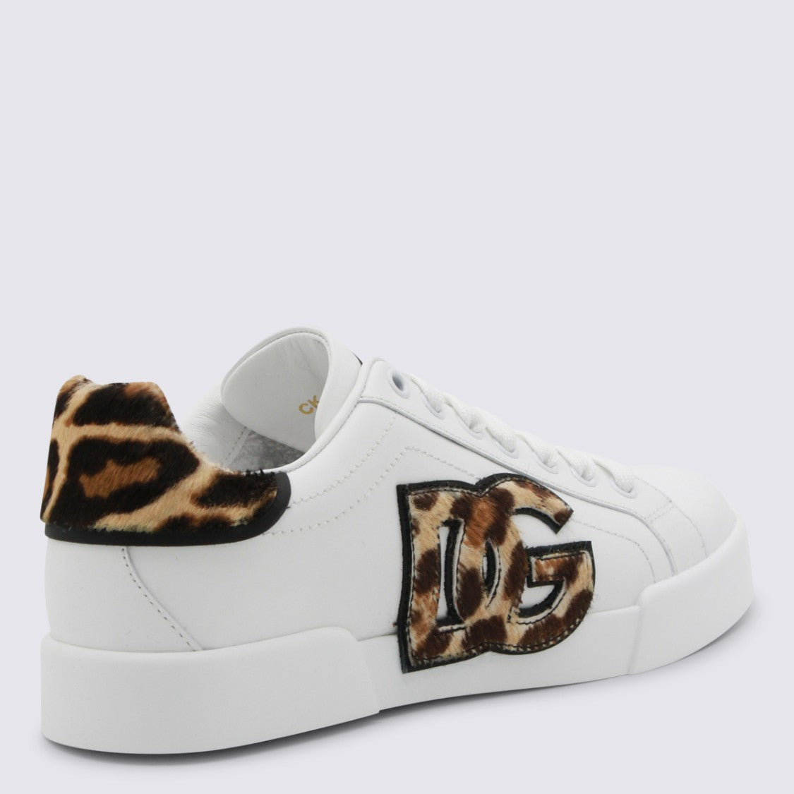 Dolce & Gabbana White And Leopard Leather Sneakers