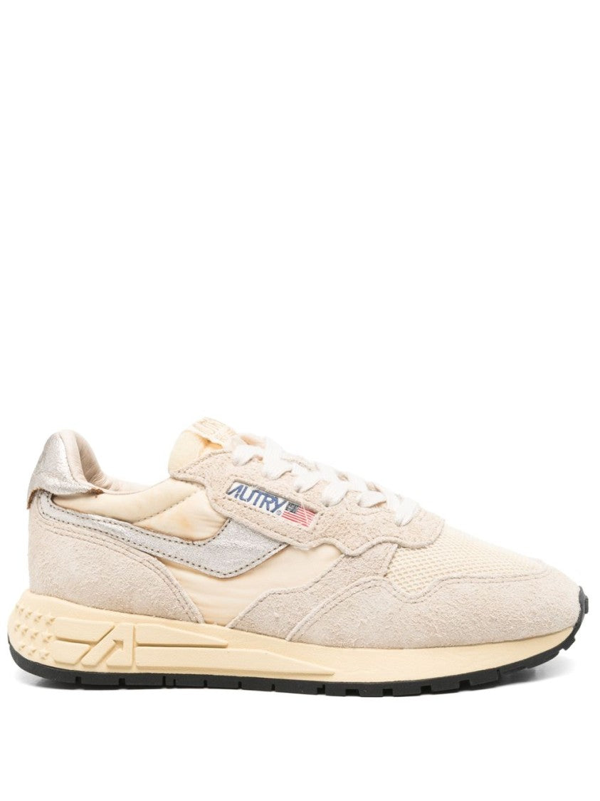 Autry Retro Beige Sneakers With Metallic Heel Counter