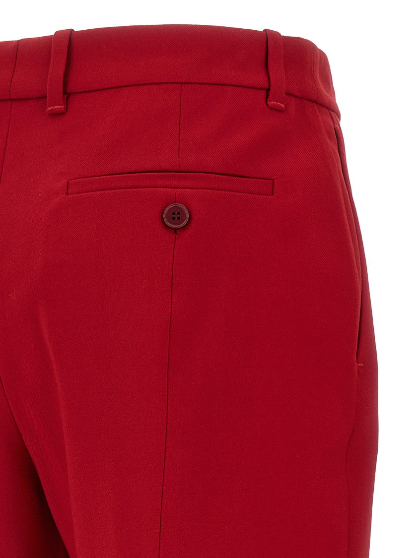 Mcqueen Stretch Wool Gabardine Trousers With Pleat Detail