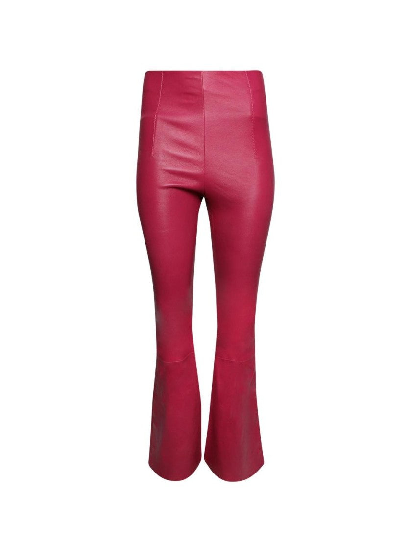 Amiri Flare Leather Leggings Fuchsia Pink