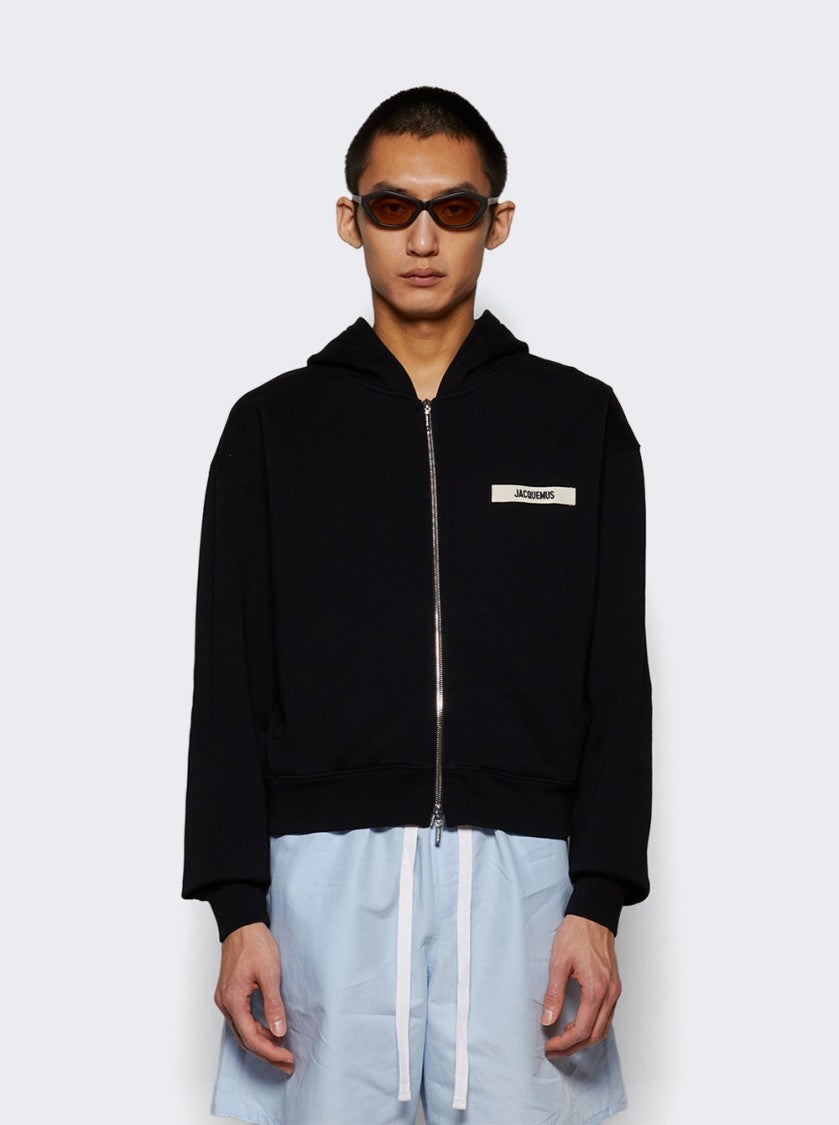 Jacquemus Gros Grain Zip Hoodie Black