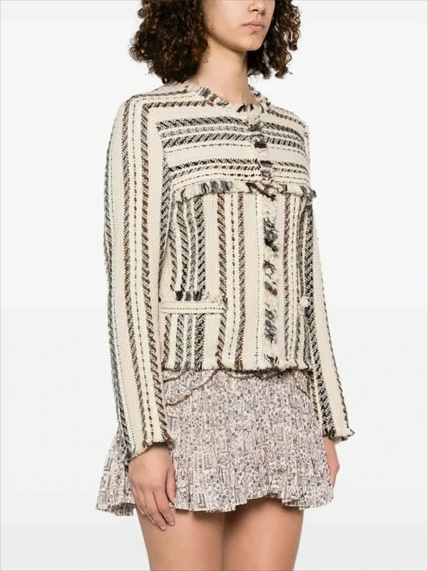 Isabel Marant Cropped Textured Jacket With Frayed Edges