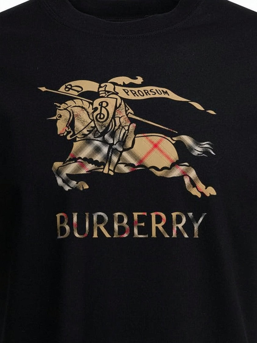 Burberry Classic Crew Neck Black T-Shirt With Equestrian Graphic