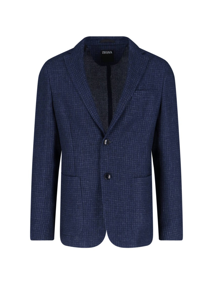 Zegna Single-Breasted Blazer – Navy