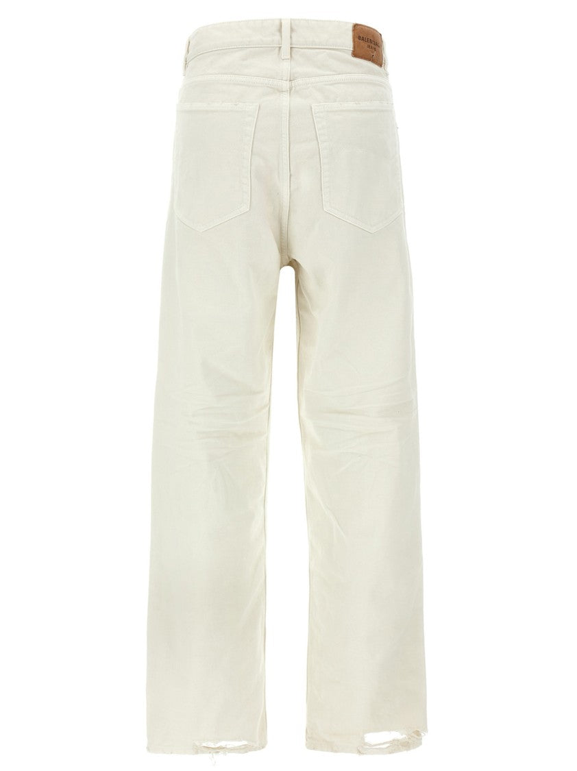 Balenciaga Vintage Wrinkled Cotton Denim Jeans