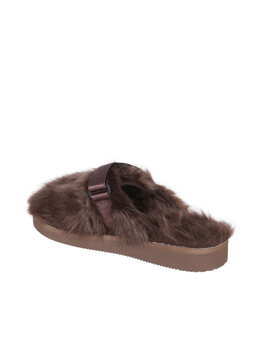 Suicoke Brown Faux Fur Mules