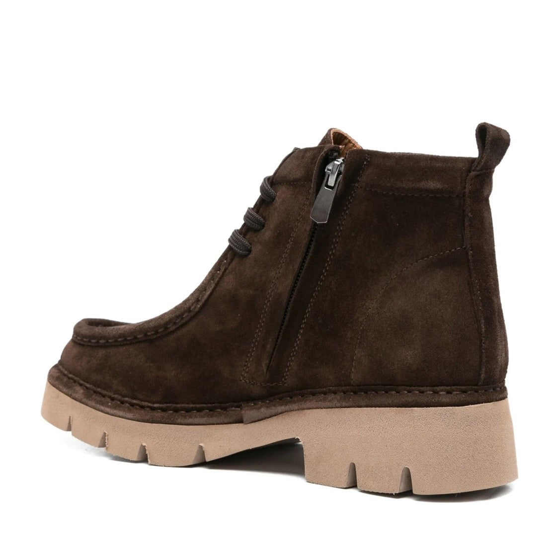 Sergio Moretti Brown Moccasin-Style Chunky Sole Suede Boots