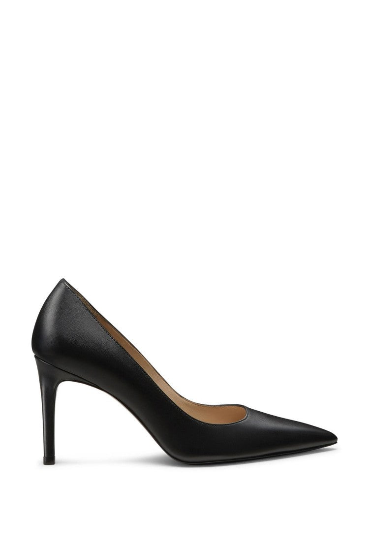 Stuart Weitzman Black Stuart 85 Pointed Stiletto Leather Pumps