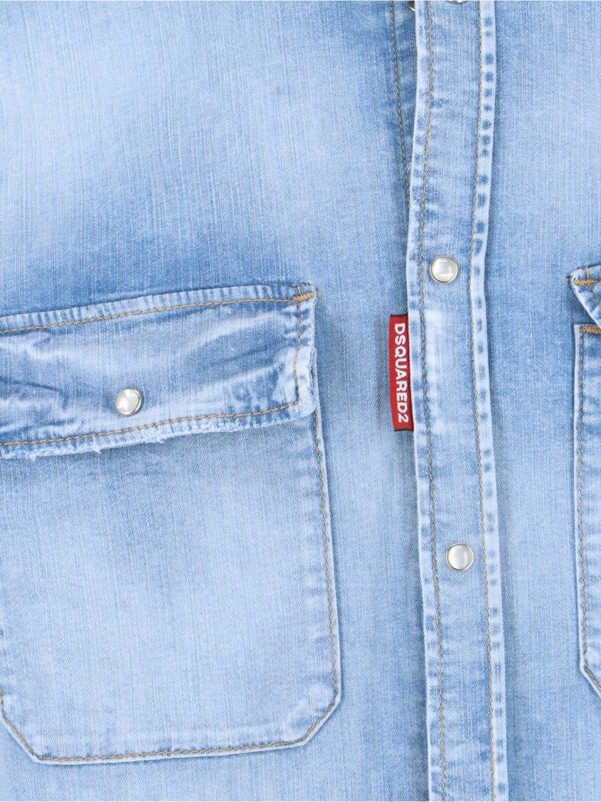 Dsquared2 Logo Shirt – Light Blue Denim