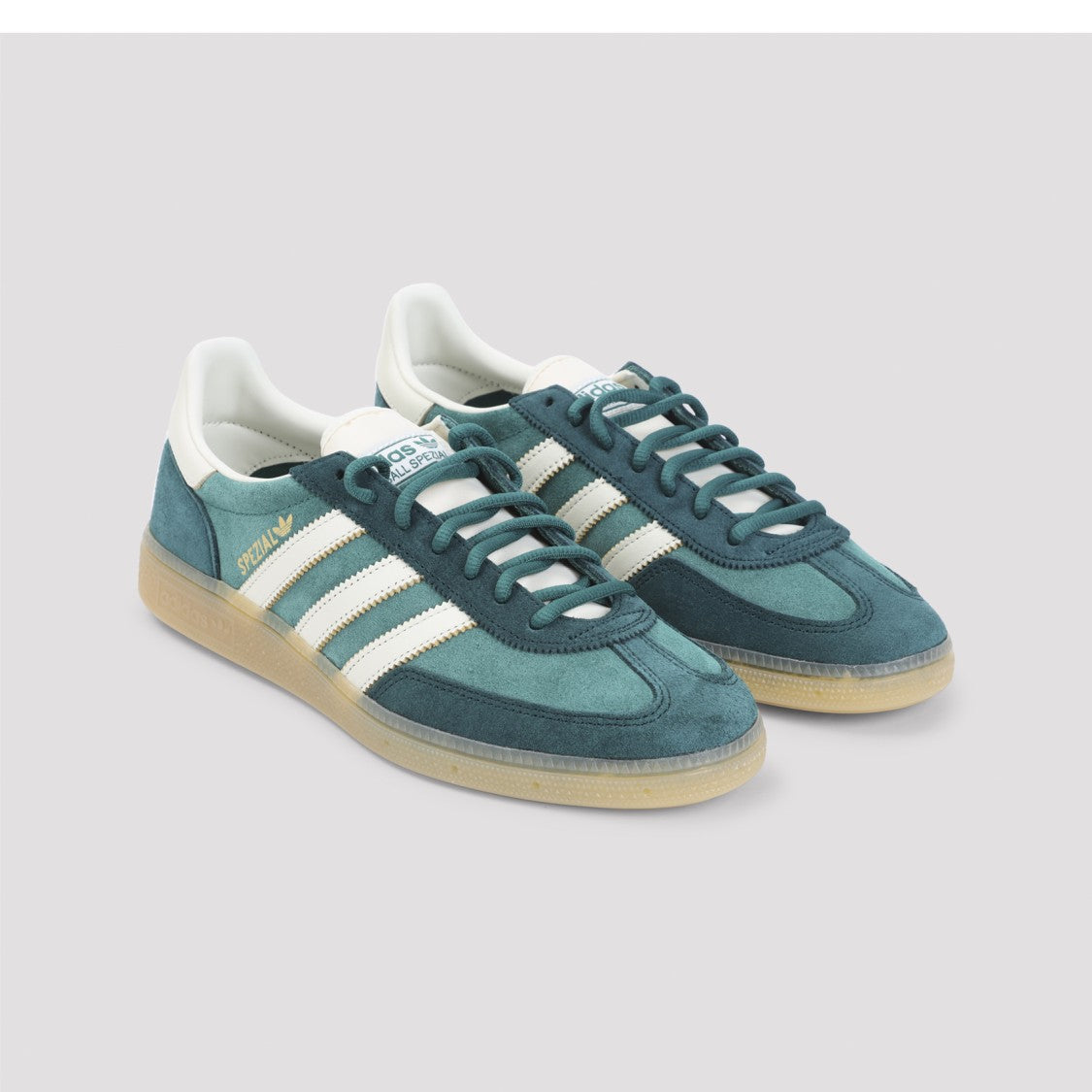 Adidas Muted Teal Sneakers With White Stripes