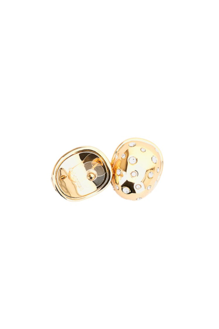 Self-Portrait Gold Curved Crystal Brass Earrings