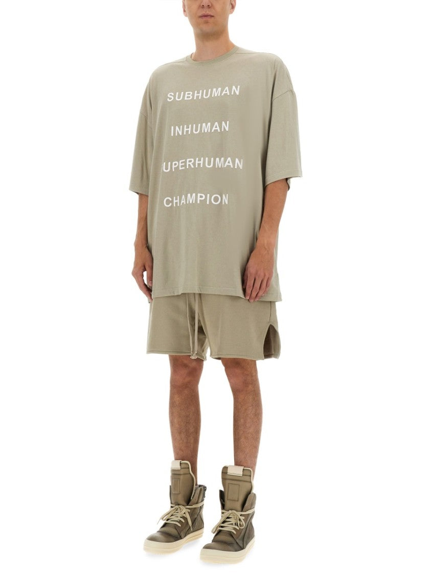 Champion X Rick Owens Relaxed Fit Cotton Tee With Contrasting Text