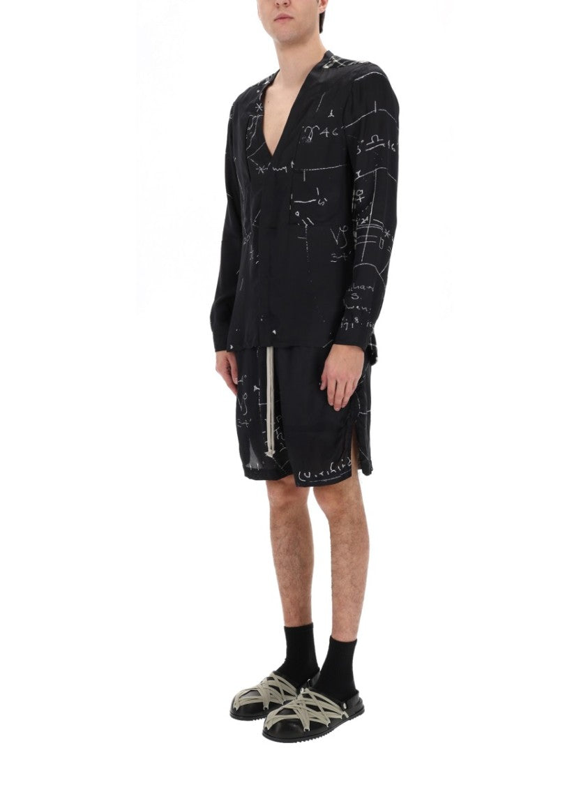 Rick Owens Larry Fogpocket Viscose-Blend Abstract Shirt