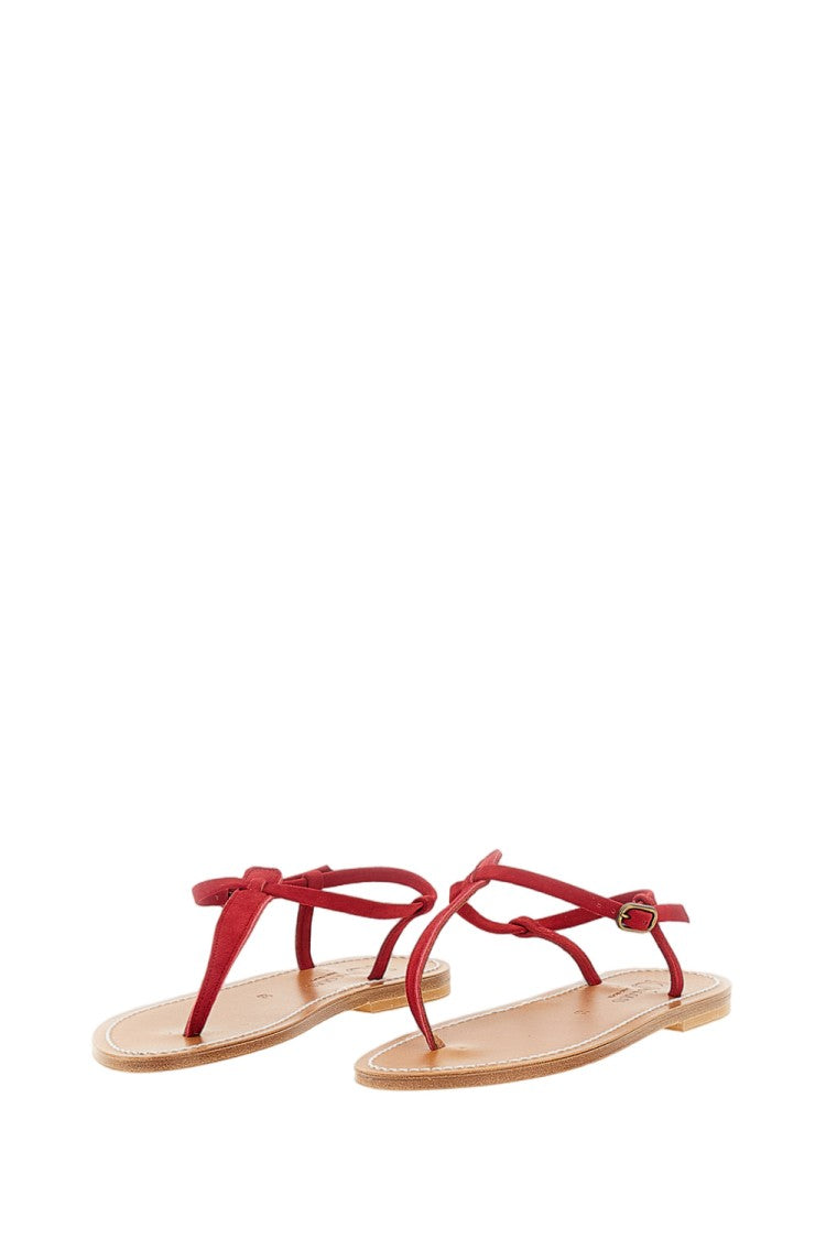 K Jacques St Tropez Red Picon Leather And Suede Sandals