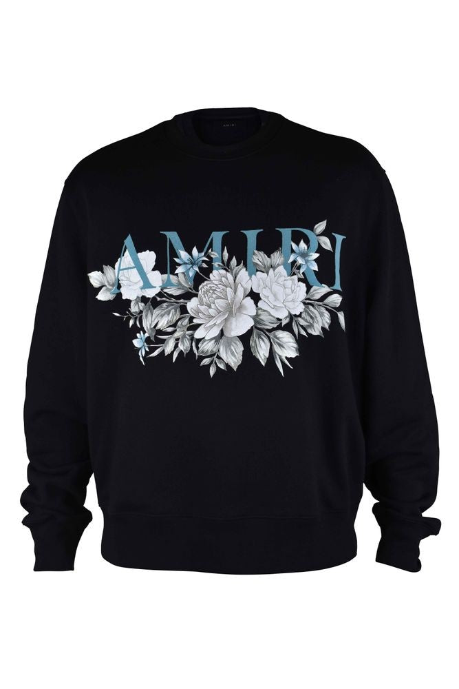 Amiri Black Cotton Sweatshirt With Turquoise Logo