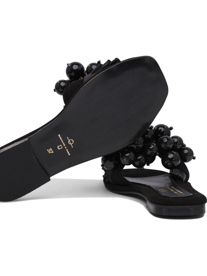 Elina Linardaki Leather Sandals With Decorative Bead Detailing