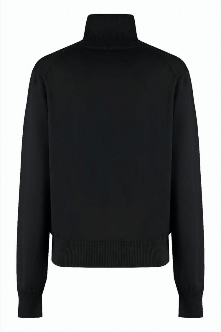 Ami Relaxed Fit Merino Wool Turtleneck With Embroidered Detail